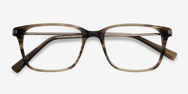 Motion Brown Striped AcetateEyeglass Frames from EyeBuyDirect, Closed View