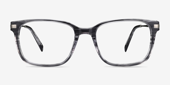 Motion Gray Striped Acetate-metal Montures de lunettes de vue d'EyeBuyDirect
