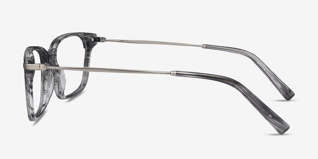 Motion Gray Striped Acetate-metalEyeglass Frames from EyeBuyDirect, Side View