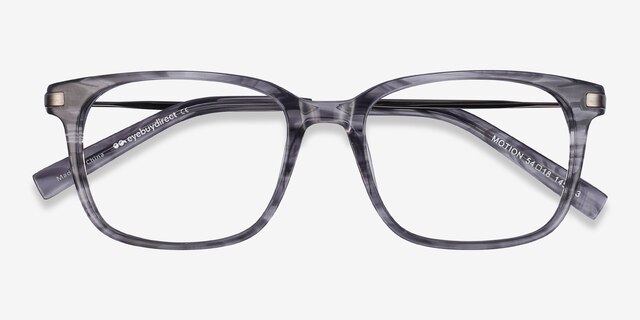 Motion Gray Striped Acetate-metalEyeglass Frames from EyeBuyDirect, Closed View