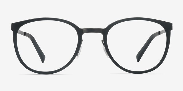 Alpha Noir AcétateMontures de lunettes de vue d'EyeBuyDirect, Vue de Face