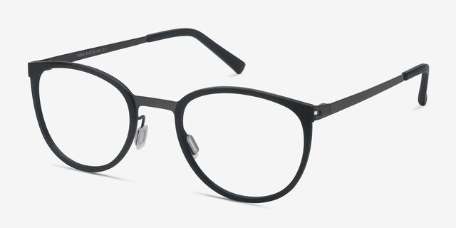 Alpha Noir AcétateMontures de lunettes de vue d'EyeBuyDirect, Vue d'Angle