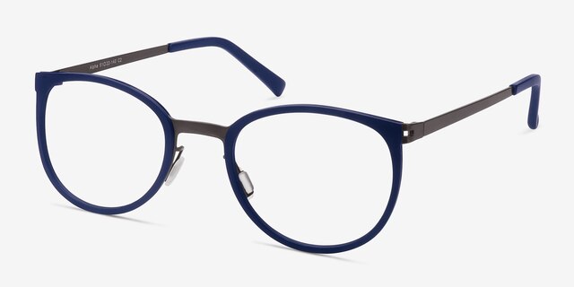 Alpha Navy AcetateEyeglass Frames from EyeBuyDirect, Angle View