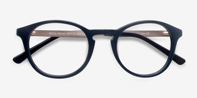White Moon Navy AcetateEyeglass Frames from EyeBuyDirect, Closed View