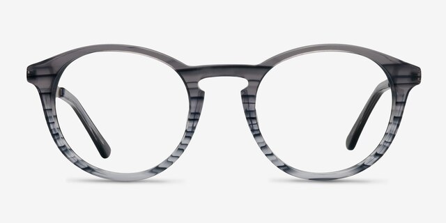 White Moon Blue Striped AcetateEyeglass Frames from EyeBuyDirect, Front View