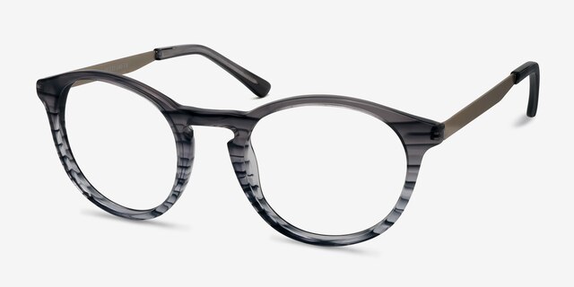 White Moon Blue Striped AcetateEyeglass Frames from EyeBuyDirect, Angle View