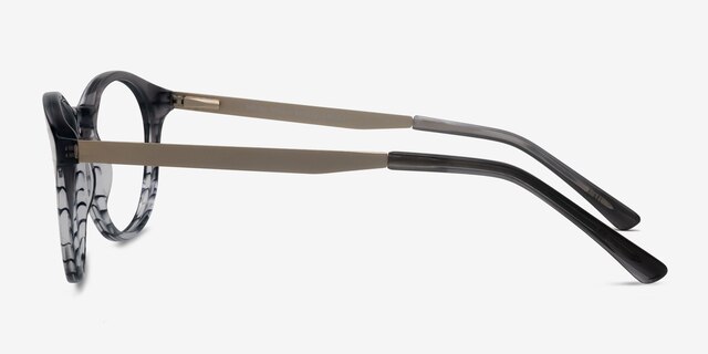 White Moon Blue Striped AcetateEyeglass Frames from EyeBuyDirect, Side View