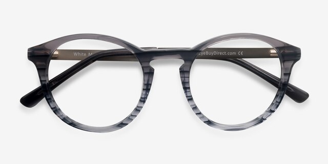 White Moon Blue Striped AcetateEyeglass Frames from EyeBuyDirect, Closed View