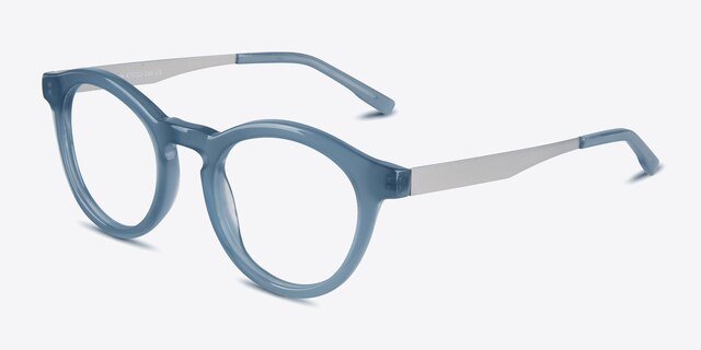 Twin Bleu AcétateMontures de lunettes de vue d'EyeBuyDirect, Vue d'Angle