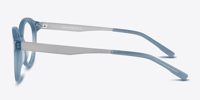 Twin Bleu AcétateMontures de lunettes de vue d'EyeBuyDirect, Vue de Côté