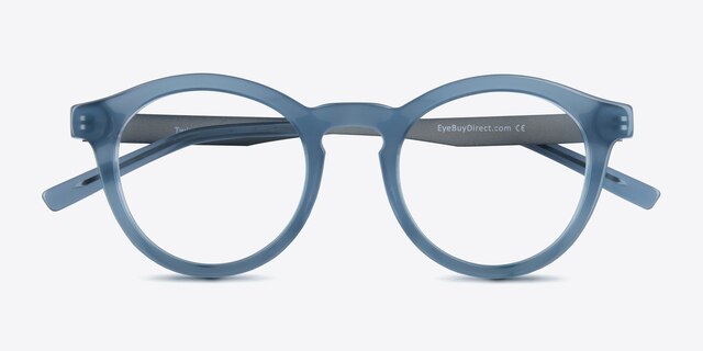 Twin Bleu AcétateMontures de lunettes de vue d'EyeBuyDirect, Vue Rapprochée