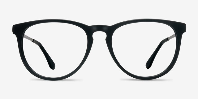 Ultraviolet Matte Black Acetate-metalEyeglass Frames from EyeBuyDirect, Front View