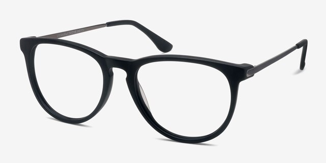 Ultraviolet Matte Black Acetate-metalEyeglass Frames from EyeBuyDirect, Angle View