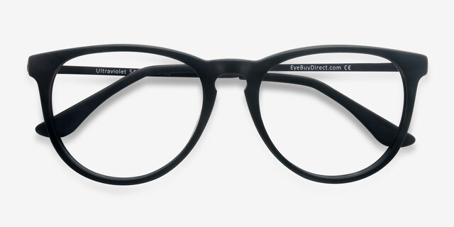 Ultraviolet Matte Black Acetate-metalEyeglass Frames from EyeBuyDirect, Closed View
