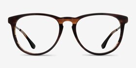 Ultraviolet Brown Striped Acetate-metal Montures de lunettes de vue d'EyeBuyDirect, Vue de Face