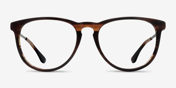 Ultraviolet Brown Striped Acetate-metal Montures de lunettes de vue