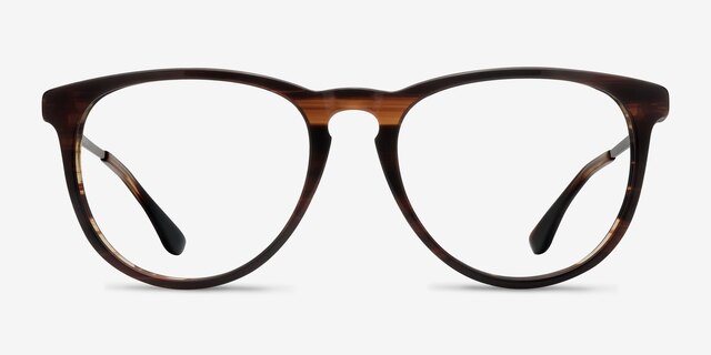 Ultraviolet Brown Striped Acetate-metalEyeglass Frames from EyeBuyDirect, Front View