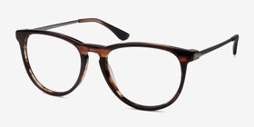 Ultraviolet Brown Striped Acetate-metal Montures de lunettes de vue d'EyeBuyDirect, Vue d'Angle