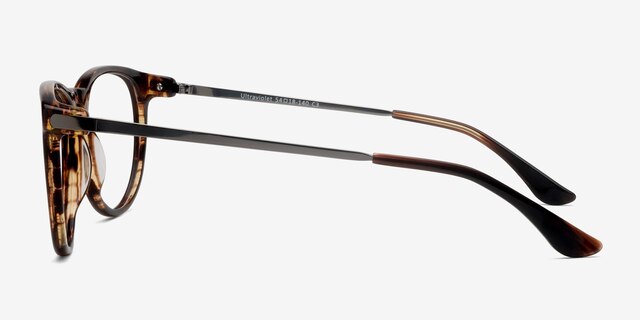 Ultraviolet Brown Striped Acetate-metalEyeglass Frames from EyeBuyDirect, Side View