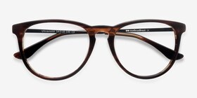 Ultraviolet Brown Striped Acetate-metal Montures de lunettes de vue d'EyeBuyDirect, Vue Rapprochée