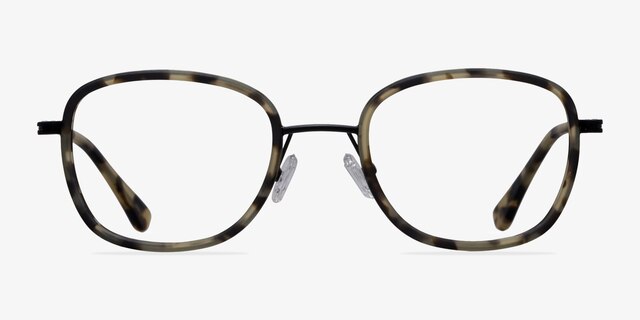 Trapeze Matte Tortoise AcétateMontures de lunettes de vue d'EyeBuyDirect, Vue de Face