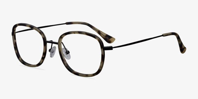 Trapeze Matte Tortoise AcétateMontures de lunettes de vue d'EyeBuyDirect, Vue d'Angle