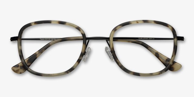 Trapeze Matte Tortoise AcétateMontures de lunettes de vue d'EyeBuyDirect, Vue Rapprochée
