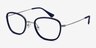 Trapeze Matte Navy AcétateMontures de lunettes de vue d'EyeBuyDirect, Vue d'Angle