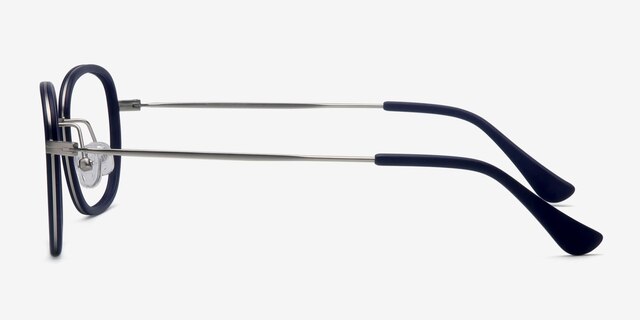 Trapeze Matte Navy AcétateMontures de lunettes de vue d'EyeBuyDirect, Vue de Côté