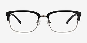 Wizard Noir Acetate-metal Montures de lunettes de vue d'EyeBuyDirect, Vue de Face