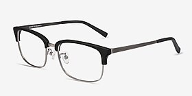 Wizard Noir Acetate-metal Montures de lunettes de vue d'EyeBuyDirect, Vue d'Angle