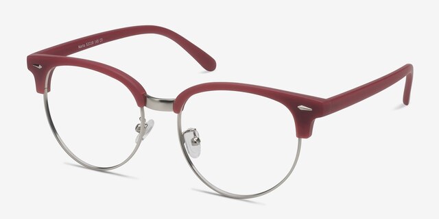 Narita Red MetalEyeglass Frames from EyeBuyDirect, Angle View
