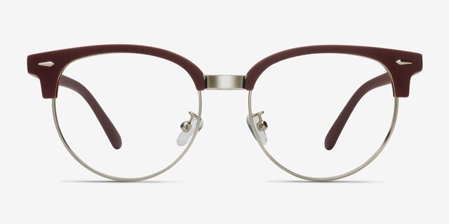 Narita Matte Burgundy MetalEyeglass Frames from EyeBuyDirect, Front View