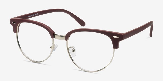 Narita Matte Burgundy MetalEyeglass Frames from EyeBuyDirect, Angle View