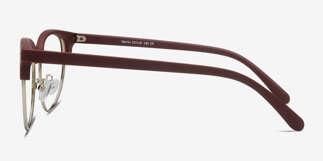 Narita Matte Burgundy MetalEyeglass Frames from EyeBuyDirect, Side View