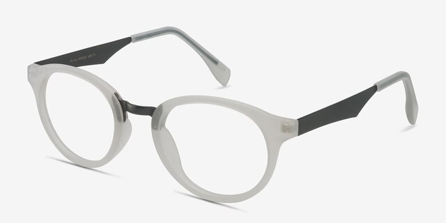 Aisu Matte White MetalEyeglass Frames from EyeBuyDirect, Angle View