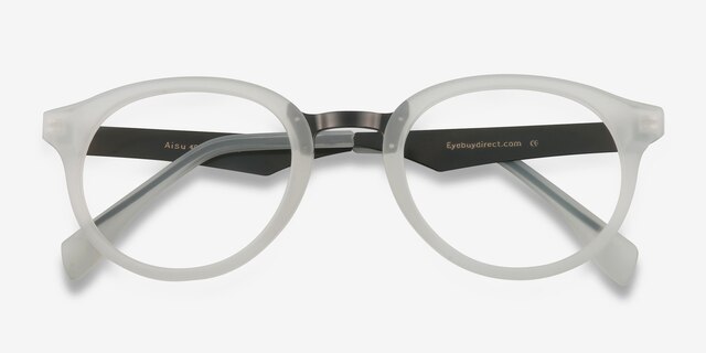 Aisu Matte White MetalEyeglass Frames from EyeBuyDirect, Closed View
