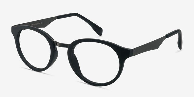 Aisu Matte Black MetalEyeglass Frames from EyeBuyDirect, Angle View