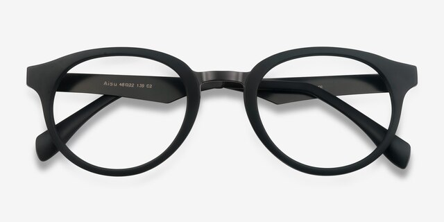 Aisu Matte Black MetalEyeglass Frames from EyeBuyDirect, Closed View