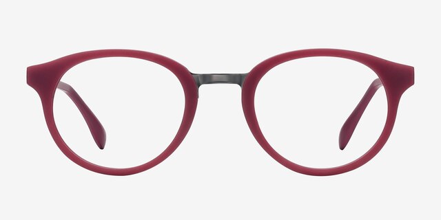 Aisu Matte Burgundy MetalEyeglass Frames from EyeBuyDirect, Front View