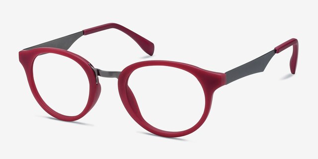 Aisu Matte Burgundy MetalEyeglass Frames from EyeBuyDirect, Angle View