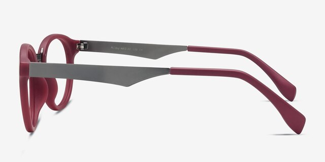 Aisu Matte Burgundy MetalEyeglass Frames from EyeBuyDirect, Side View