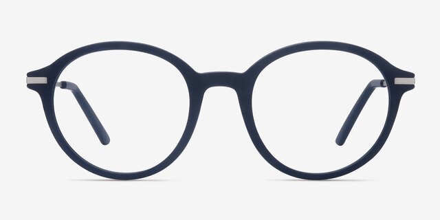 Juno Matte Navy MetalEyeglass Frames from EyeBuyDirect, Front View