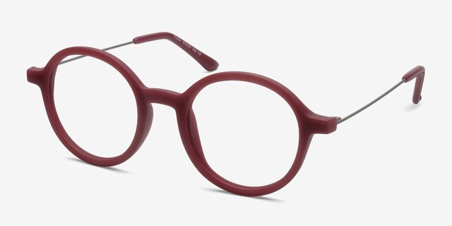 Potter Matte Burgundy MetalEyeglass Frames from EyeBuyDirect, Angle View