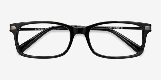 Requiem Black AcetateEyeglass Frames from EyeBuyDirect, Closed View