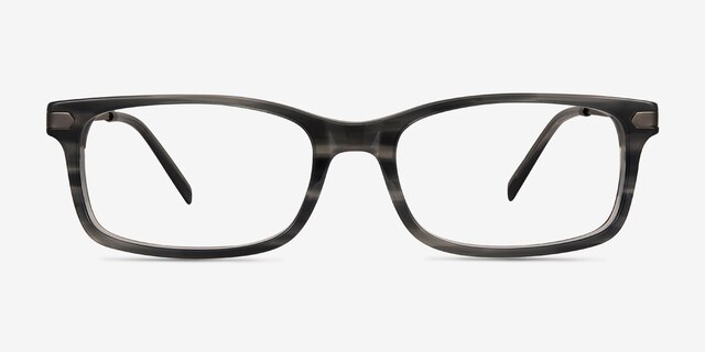 Requiem Gray Striped Acetate-metalEyeglass Frames from EyeBuyDirect, Front View