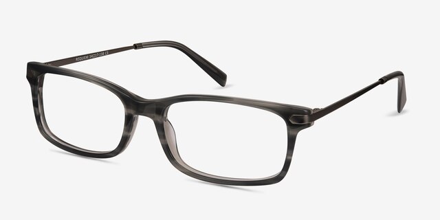 Requiem Gray Striped Acetate-metalEyeglass Frames from EyeBuyDirect, Angle View