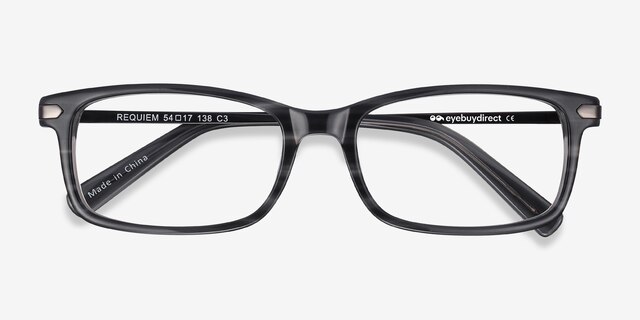 Requiem Gray Striped Acetate-metalEyeglass Frames from EyeBuyDirect, Closed View