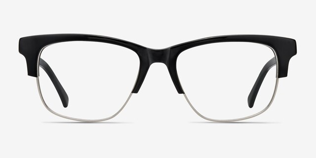 Beryl Noir AcétateMontures de lunettes de vue d'EyeBuyDirect, Vue de Face