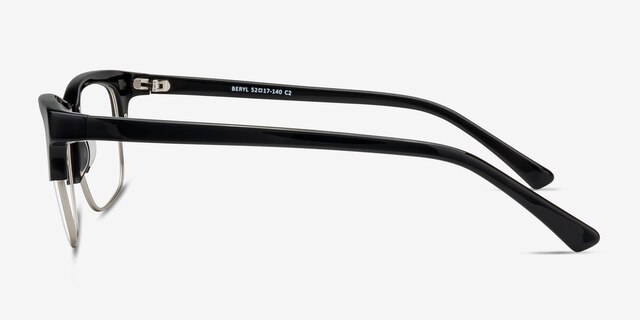 Beryl Noir AcétateMontures de lunettes de vue d'EyeBuyDirect, Vue de Côté